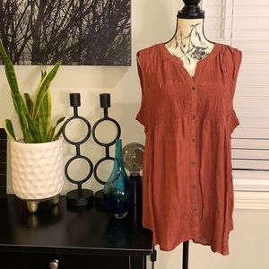 KNOX ROSE Burnt Orange Button Tank XXL NWT